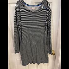 Lou & Grey Dresses | Lou & Grey Stripe Long Sleeve Zipper Scoop Neck Shift Stretchy Dress Size Large | Color: Black | Size: L
