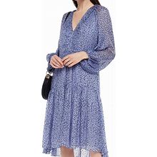 Joie Dresses | Joie Harlie Gathered Leopard-Print Fil Coup Chiffon Midi Dress | Color: Blue | Size: Xs
