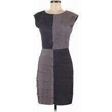 BCBGMAXAZRIA Casual Dress - Sheath Crew Neck Sleeveless: Gray Color Block Dresses - Women's Size 6