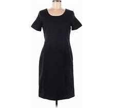 Chadwicks Casual Dress - Sheath Scoop Neck Short Sleeves: Black Print Dresses - Women's Size 6 Petite
