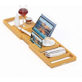 Sen Yi Bao Luxury Bathtub Caddy Traybamboo Bathtub Tray Caddy - Wood Bath Tray Expandablecan Be Placed Book And Integrated Tablet Smartphone And