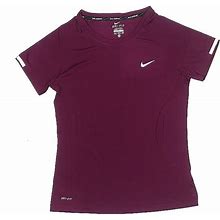 Nike Active T-Shirt: Burgundy Solid Sporting & Activewear - Kids Girl's Size 2X-Large