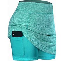 Blevonh Golf Skorts For Womenhigh Waisted Sports Skirt Woman Solid Colors Loose Fit Sport Skort Ladies Tennis Skirts With Shorts Underneath Quick Dry