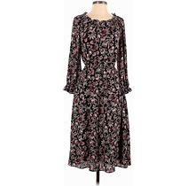 Talbots Casual Dress - Midi: Black Floral Dresses - Women's Size P Petite