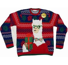 Celebrate Together Llama Ugly Christmas Sweater 100% Acrylic Mens