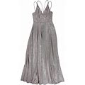 Xscape Womens Sparkled Maxi Sheath Surplice Gown Dress, Metallic, 8