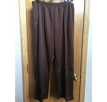 Haband Womens Knit Pants Plus Size 20P Brown Elastic Waist Center Seam