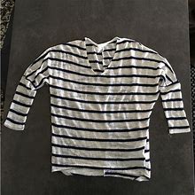 Enti Clothing Tops | Black And White Striped Cover Up Shirt | Color: White | Size: M