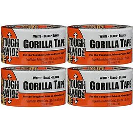 Gorilla Tough & Wide Duct Tape, 2.88" X 25 Yd, White, (Pack Of 4)