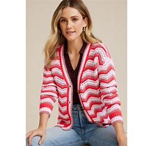 Maurices Women's Chevron Button Down Cardigan Pink Size X Small
