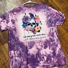 Gildan Bleached Threw Dirt Purple Shirt Clothing Women Skulls XL - Women | Color: Purple | Size: XL