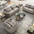 Modern Living Room Sets Gray Velvet Upholstered Chair & Loveseat & Sofa 3 Pieces