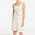 Ann Taylor Dresses | Ann Taylor Petite Linen Blend Tie Front Dress | Color: Tan | Size: 2P