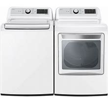 LG WT7405-DLG7401 27 Inch Wide 5.3 Cu. Ft. Top Load Washer And 7.3 Cu. Ft. Front Load Gas Dryer Laundry Pair With Smart Pairing White Laundry