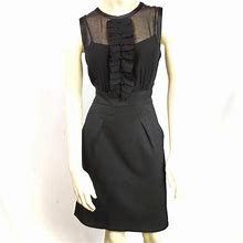Bcbgmaxazria Dresses | Bcbgmaxazria Tux Ruffle Front Sheer Sheath Dress 4 | Color: Black | Size: 4