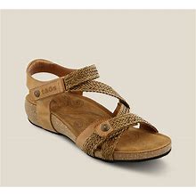 Taos Trulie Wedge Sandals For Women, Perfect For Walking & Travel, Plantar Fasciitis & Arch Support, Size 40, Camel