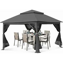 Texinpress 13 X13 ft Gazebo Tent Outdoor Pop Up Gazebo Canopy Shelter With Mosquito Netting, Gray
