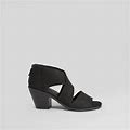 Eileen Fisher | Women's Ann Tumbled Nubuck Leather Sandal | Black | Size: 6 Regular