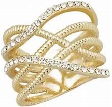 Belk Gold-Tone Pavé Crystal Roped Ring, 8