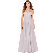 Xscape Women's Sweetheart-Neck Glitter Fit & Flare Dress - Blush/Silver - Size 10