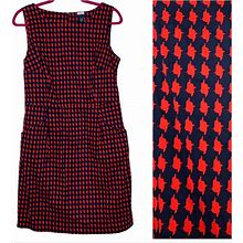 Tommy Hilfiger Dresses | Tommy Hilfiger Houndstooth Red Navy Sleeveless Career Sheath Dress With Pockets | Color: Blue/Red | Size: 8