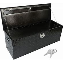 TYFYB 44 X15 X15 Inch Black Aluminum Heavy Duty Pick-Up Truck Bed 5 Bar Tread Tool Box Trailer Storage Tool Box With Lock & Keys (44"X15"X15")