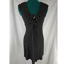 Express Womens Black With White Polka Dot Knee Length Front Knot Dress