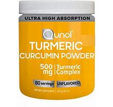 Qunol Turmeric Curcumin Unflavored Powder, Ultra High Absorption, 500Mg Turmeric Complex, Anti-Inflammatory & Joint Support, Dietary Supplement, 80 Servings
