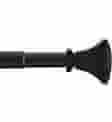 72 in. - 144 in. Telescoping 1 in. Single Curtain Rod Kit In Matte Black With Urn Square Finials