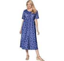 Plus Size Women's Button-Front Essential Dress By Woman Within In Navy Pretty Blossom (Size 7X)