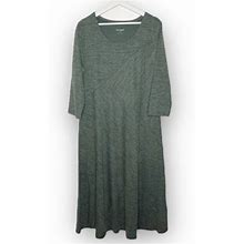 Serengeti Heathered Green Soft Knit Midi A Line Shift Dress Womens