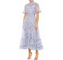 Mac Duggal Women's Floral High-Neck Midi-Dress - Lilac Multi - Size 12