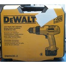 Dewalt 12.0 Volt 3/8" Heavy Duty CORDLESS Drill/Driver Kit (DW953K-2) FS