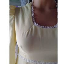 Lemon Yellow Knit Maxi Dress Empire Waist Size M