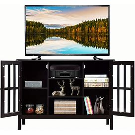 1Pc Wood TV Stand, Entertainment Media Cente,R Console For TV Up To 50", Brown,By Temu