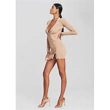 Retrofete Dresses | New Retrofete Long Sleeve Mimi Rib Knit Mini Dress Women's Size S Nude Shimmery | Color: Tan | Size: S