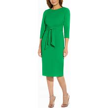 Adrianna Papell Women's Tie-Front 3/4-Sleeve Crepe Knit Dress - Vivid Green