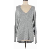 Enti Clothing Long Sleeve Top Gray Marled Plunge Tops - Women's Size Medium