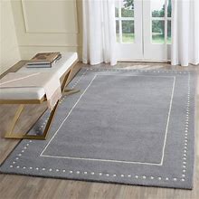 SAFAVIEH Bella Collection 4' X 6' Silver / Ivory BEL151D Handmade Dotted Border Premium Wool Area Rug