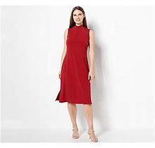 Susan Graver Modern Essentials Petite Mock Neck Dress, Size Petite X-Large, Red Current