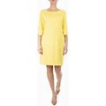 Nina Leonard Tiered Sleeve Shift Dress - Yellow - Casual Dresses Size Medium