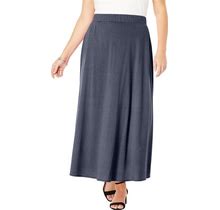 Plus Size Women's Everyday Stretch Knit Maxi Skirt By Jessica London In Navy (Size 30/32) Soft & Lightweight Long Length