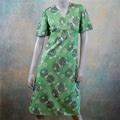 1960S Mod Green Dress With Silver Metallic Thread Floral Pattern: Size 6 US, 10 UK