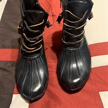 Steve Madden Shoes | Steve Madden Rain Boots In Very Good Condition Only Worn A Couple Of Times | Color: Black/Cream | Size: 8