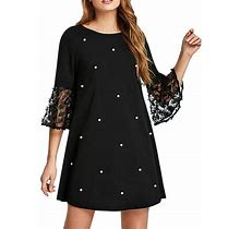 Adviicd Dress For Women Women's Summer Floral Print Cross V Neck Dress Bohemian Flowy Long Maxi Dresses Black M