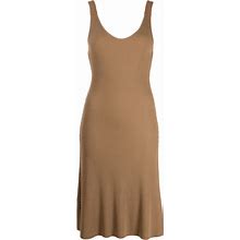 Vince Ribbed-Knit Mid-Length Dress - Brown