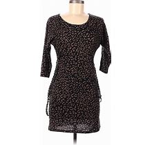 Pink Rose Casual Dress: Brown Leopard Print Dresses - Women's Size Medium