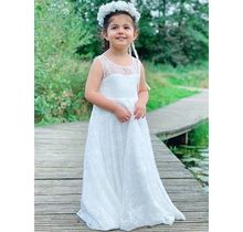2024 Flower Girl Dress White Lace Scoop A-Line Long