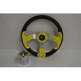 13" Yellow / Black Razor Steering Wheel | Club Car Precedent Golf Cart | Chrome