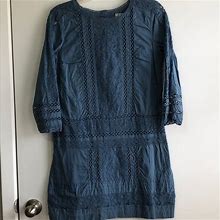 Medium Shirt Dress 3/4 Sleeves Blue Dress | Color: Blue | Size: M
